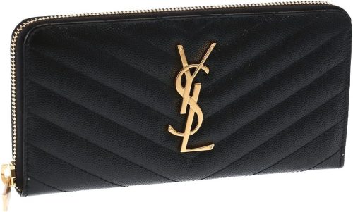サンローラン(SAINT LAURENT) モノグラム・サンローラン フルジップウォレットグレインパウダーテクスチャー キルティングレザー