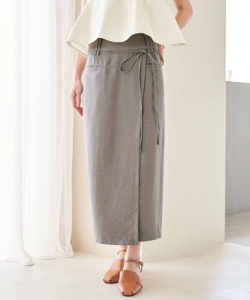 ビス(VIS) 美easyリネンライクベルト付き Iラインスカート