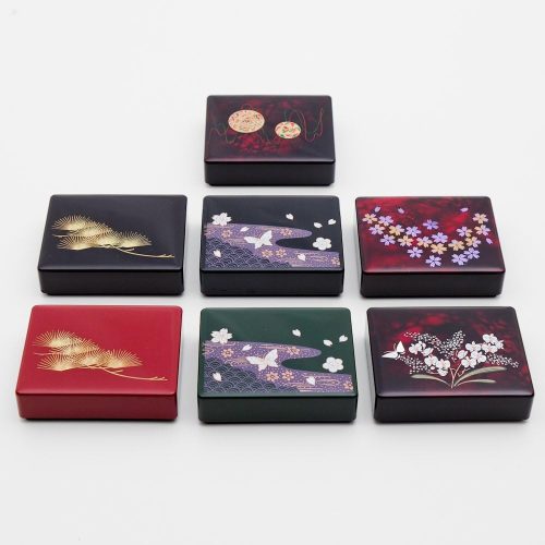 三好漆器 紀州塗り 印鑑ケース 2本収納 朱肉付 in-01