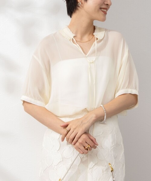ノーリーズ(NOLLEY'S) 楊柳シルク衿プリーツブラウス