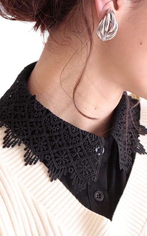 サワアラモード(sawa a la mode) レディース 大人 上品 重ね着風レース付け襟ストラップ付き黒襟