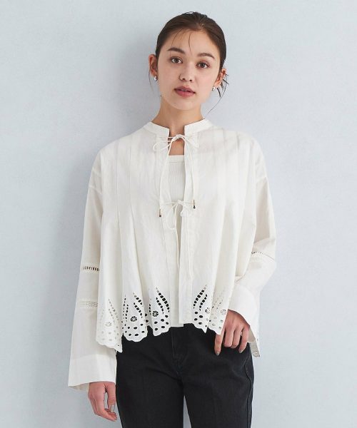 ユナイテッドアローズ グリーンレーベルリラクシング(UNITED ARROWS green label relaxing) INDIA エンブロイダリーレース シャツ