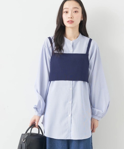 アース ミュージック＆エコロジー(earth music&ecology) SET2点ニットビスチェ+ノーカラーシャツ