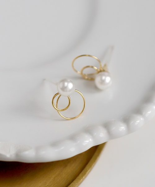 アネモネ(ANEMONE) パール×ダブルサークルピアス