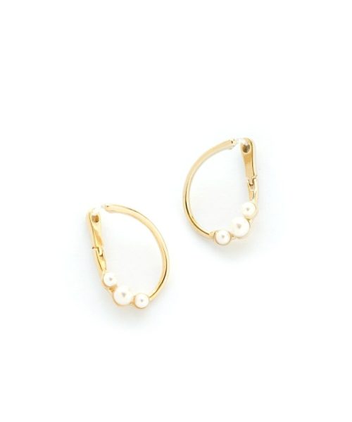 コレカラ(colleca la) 樹脂ポスト パール付きカーブワンタッチピアス