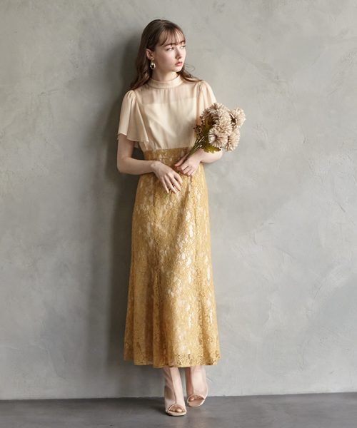 エメ(AIMER) フレアスリーブマーメイドラインドレス