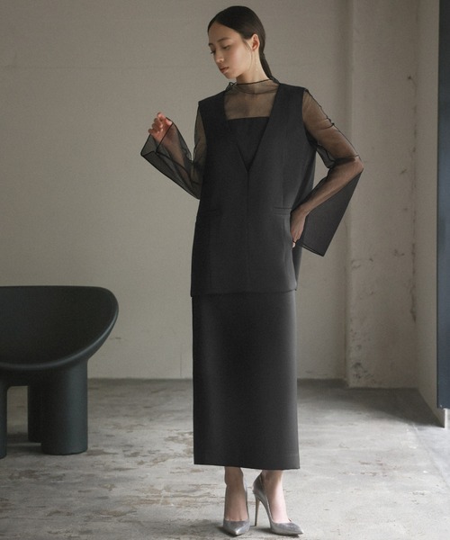 ガール(GIRL) チュールレイヤードトップス&タイトスカート