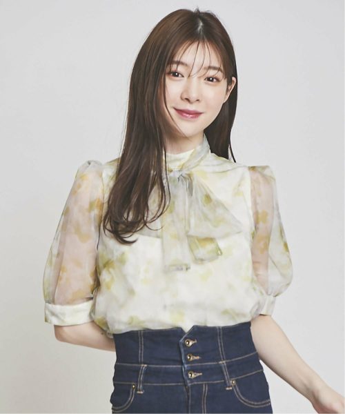 トランテアンソンドゥモード(31 Sons de mode) シアー花柄ボウタイブラウス