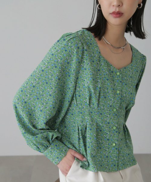 フリーズマート(FREE'S MART) ウエストタック花柄ブラウス