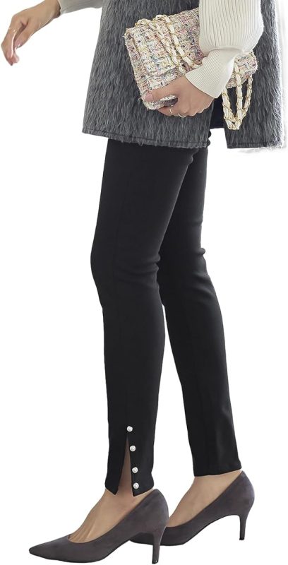 コウベレタス(KOBE LETTUCE) 裏微起毛 選べる2タイプ 裾スリットストレッチスキニーパンツ