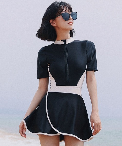 テディショップ(TeddyShop) バイカラーフィットネスワンピース hys2838