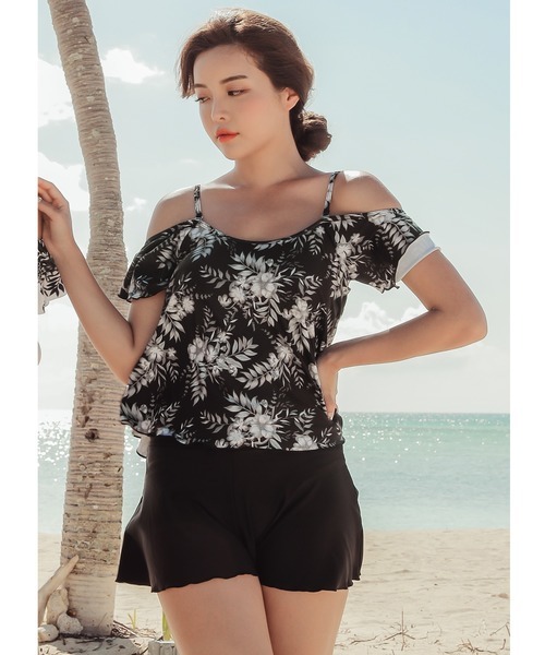 レースレディース(Lace Ladies)ショートパンツ付オフショルビキニ・タンキニ 水着3点セット