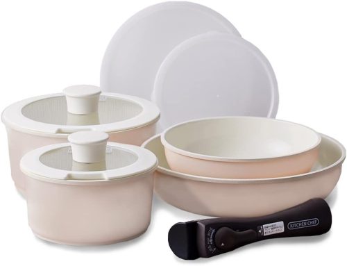 アイリスオーヤマ(IRIS OHYAMA) フライパン9点セット セラミックカラーパン CCRC-9S グレイッシュピンク