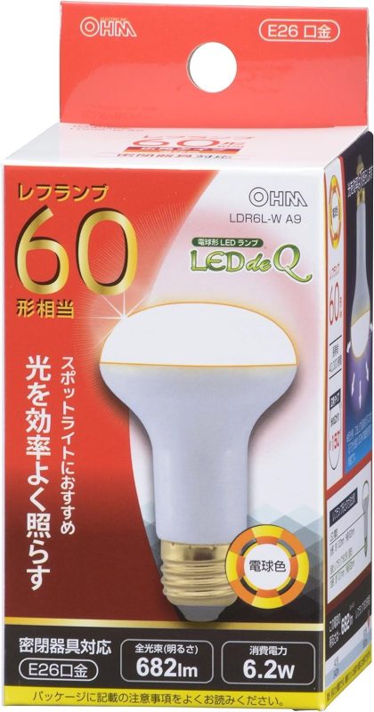 オーム電機(OHM) LED電球 レフランプ形 E26 60形相当 電球色 広角タイプ160° LDR6L-W A9 06-0771