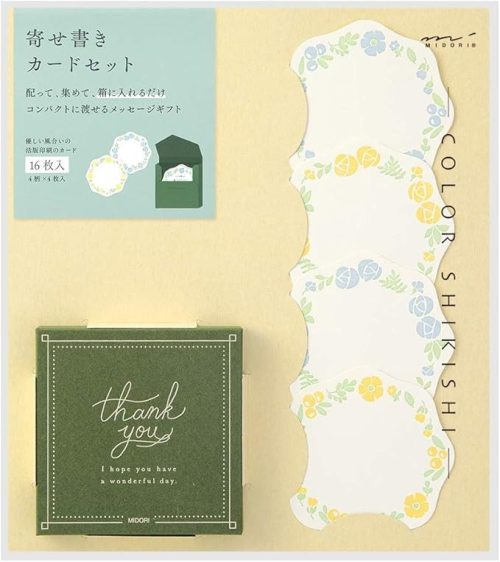 ミドリ(MIDORI) カラー色紙 寄せ書きカード16枚付 花柄 33258006