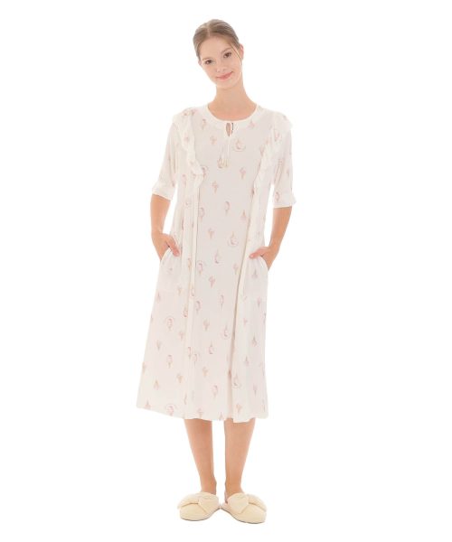 ナルエー(Narue) 接触冷感リブニットアイスクリームフリルワンピース