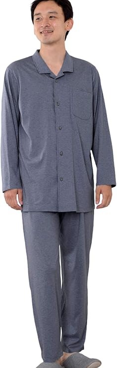 パジャマ工房 メンズ テーラーカラー 前開きパジャマ オーガニックコットン100%