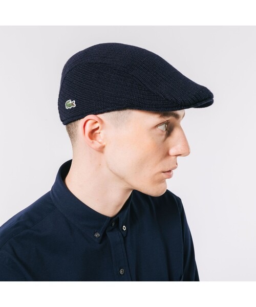 ラコステ(LACOSTE) ワニロゴパッチリブニットハンチング