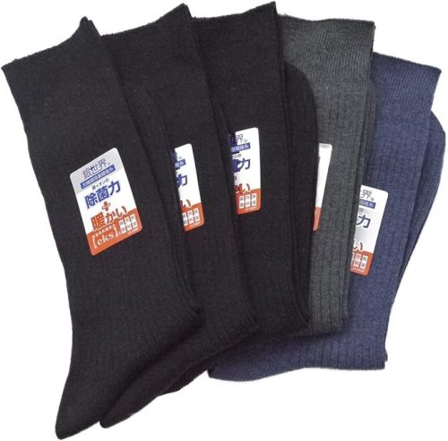 レモコロ(LEMOCOLO) 東洋紡 銀世界 eks使用 発熱と除菌の靴下 リブ柄 5足セット