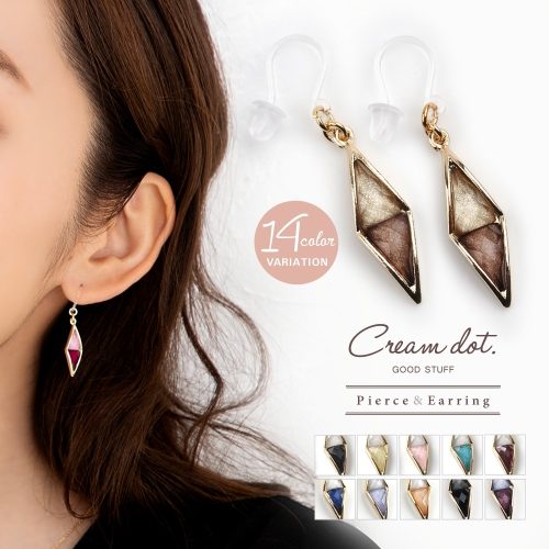クリームドット(Cream dot) バイカラーダイヤ型イヤリング