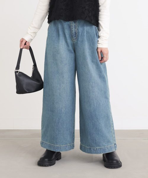 ノアール(n'OrLABEL) きれい見えデニムワイドパンツ