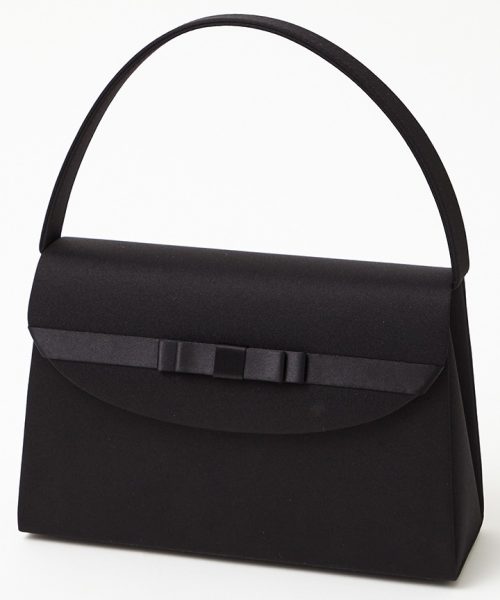 エメ(AIMER) サテンテープ平リボン付きブラックフォーマルバッグ