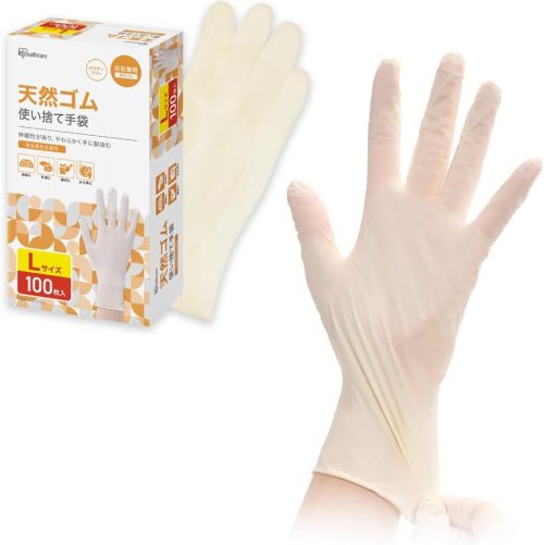 アイリスオーヤマ(IRIS OYAMA) 天然ゴム使い捨て手袋 Lサイズ 100枚 NR-100L