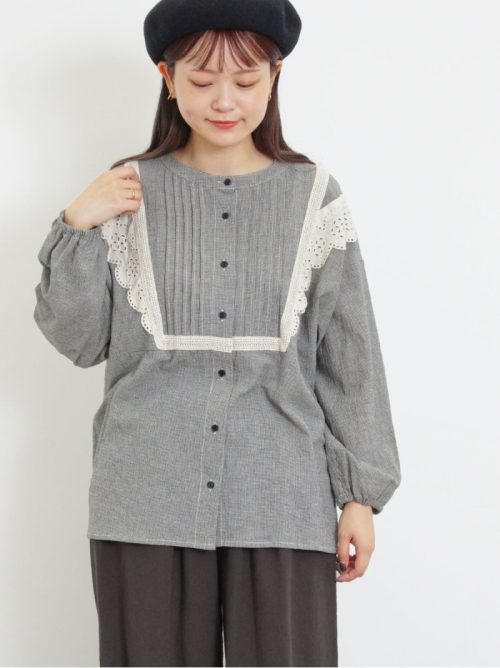 サマンサモスモス(Samansa Mos2) 切替レースブラウス