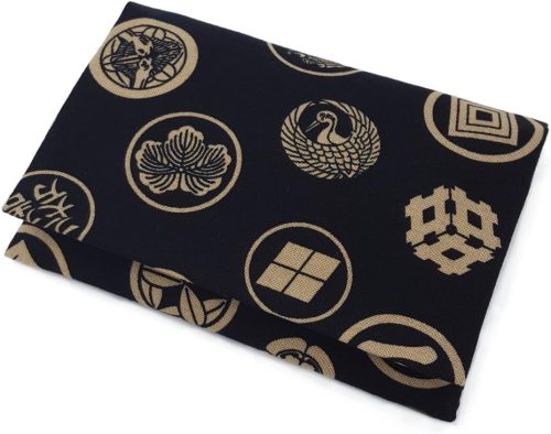 手作り工房FUJITA ポケットティッシュケース 黒家紋柄