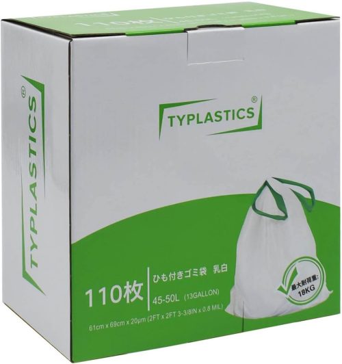 TYPLASTICS ひも付きゴミ袋 乳白 45L 箱入り