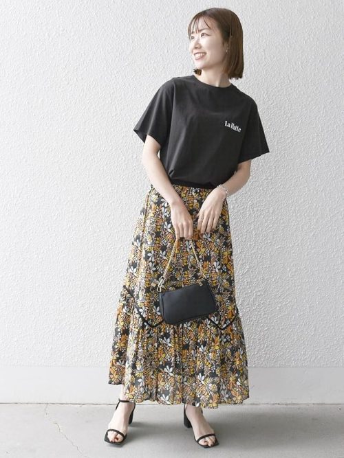 シップスエニィ(SHIPS any) TROUILLET フラワープリント ティアード スカート