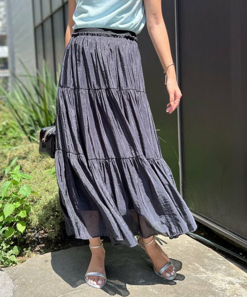 ノーリーズ(NOLLEY'S) ウォッシャブル割繊ティアードスカート