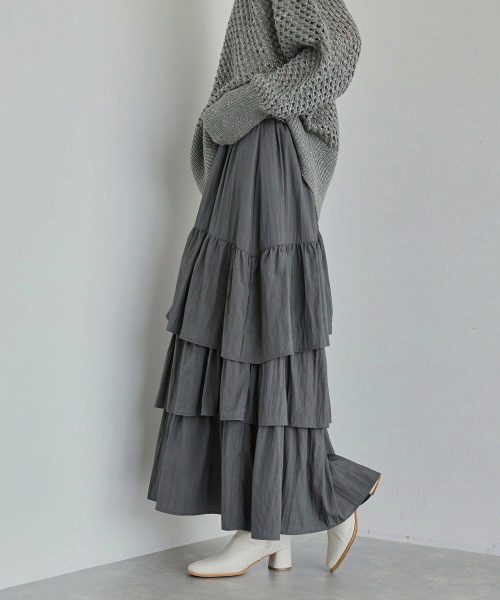 ビス(VIS) 洗える アシメ段々ティアードスカート