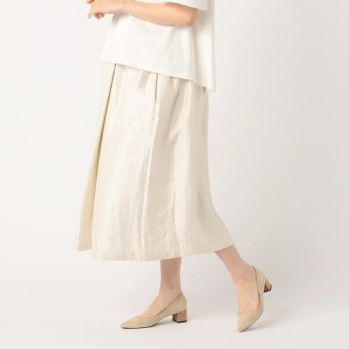 コムサ・ブロンドオフ(COMME CA BLANC D’OEUF) サテンヴィンテージ ラップ風フレアスカート