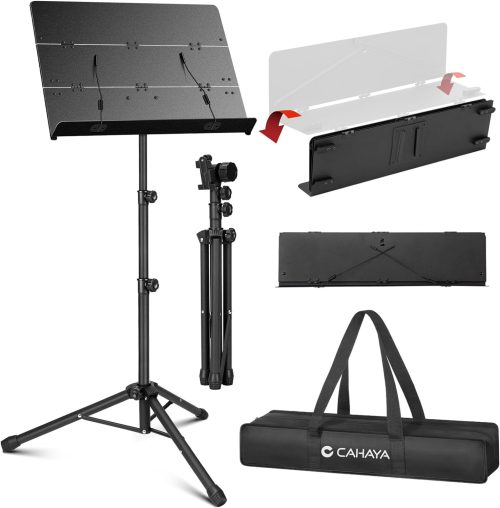 譜面台(スチール製) 高さ&角度調節可能 マットブラック 演奏会 収納袋付 2個 譜面台(スチール製) 高さ&角度調節可能 マットブラック 演奏会