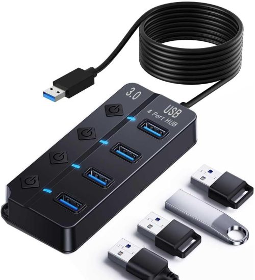 PCATEC USB ハブ 4ポート スイッチ付き usb4p