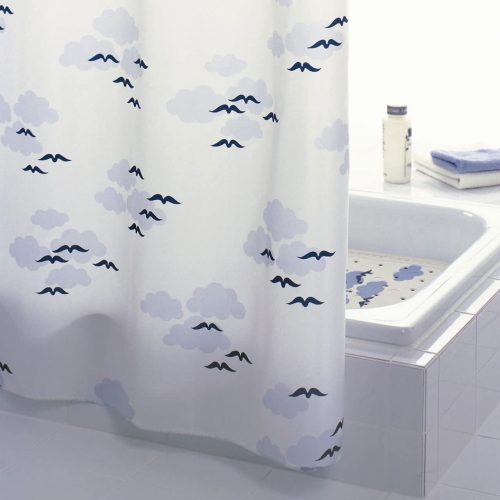 リダー(RIDDER) シャワーカーテンテキスタイル 180x200 ヘルゴラント ブルー RI46363