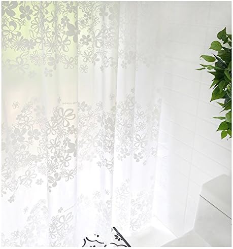 JPpan style シャワーカーテン 白い花柄 120×180cm