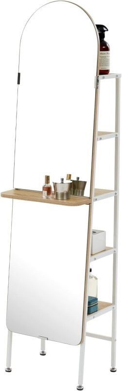 ロウヤ(LOWYA) アーチ型全身鏡 自立式 収納付き RKLFG_NGL8G1 2022