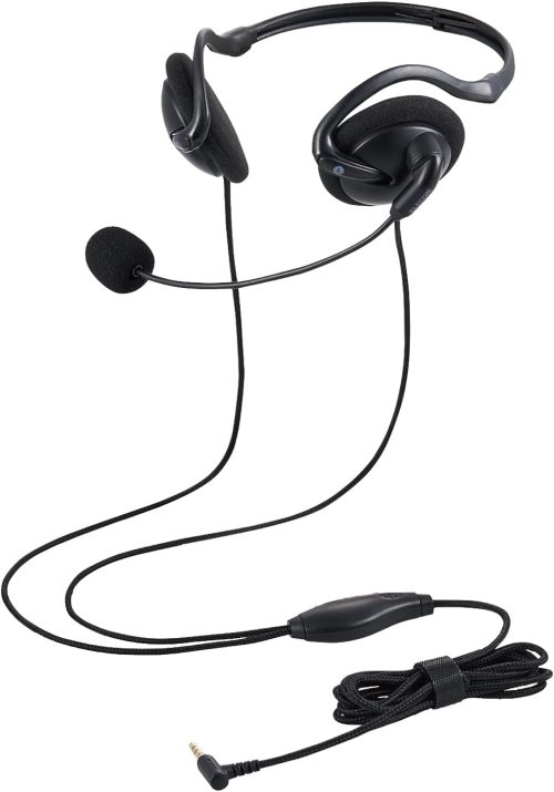エレコム(ELECOM) 折りたたみ式ネックバンドタイプ ヘッドセット 有線 4極 HS-NB06TBK 2021
