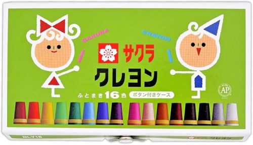 サクラクレパス クレヨン太巻 ボタン付ケース 16色 BLY16