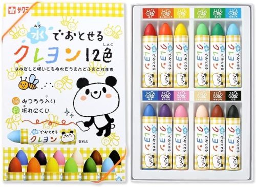 サクラクレパス 水でおとせるクレヨン 12色 WYL12