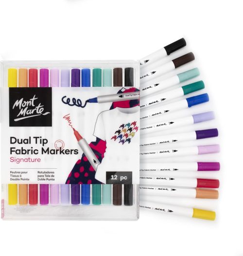 Mont Marte 水性 マーカーペン セット ファブリック用 12カラー MMPM0054