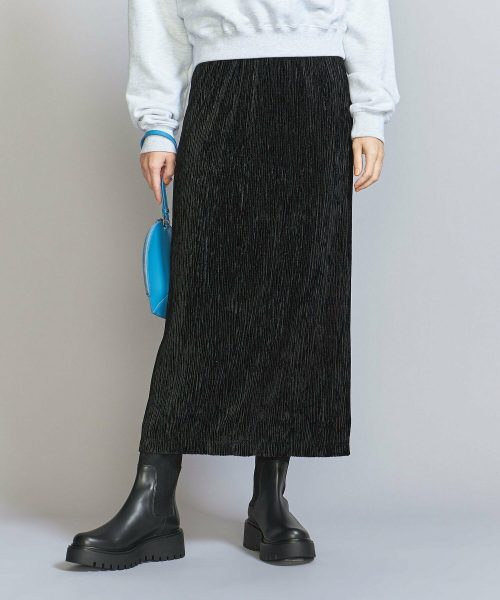 ビューティアンドユース ユナイテッドアローズ(BEAUTY&YOUTH UNITED ARROWS) ベロアプリーツ バックスリットスカート ウォッシャブル