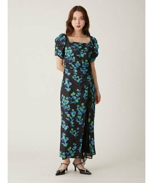 リリーブラウン(LILY BROWN) スクエアネックローズプリントワンピース