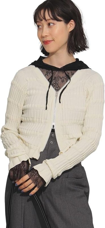 レイビームス(Ray BEAMS) シャーリング ジップ カーディガン