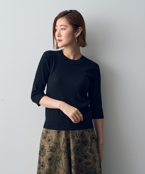 イェッカヴェッカ(YECCA VECCA) ラメ7分袖リブニット