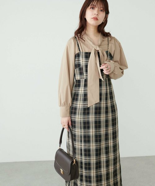 ナチュラルクチュール(natural couture) デニム風ビスチェキャミワンピース