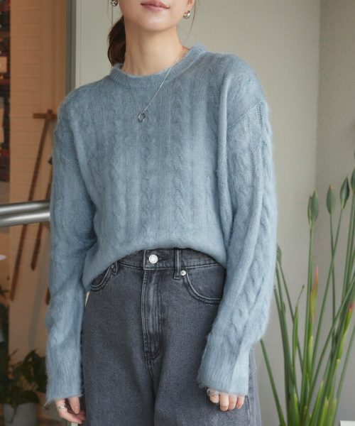 ティティベイト(titivate) ケーブルシャギーニット