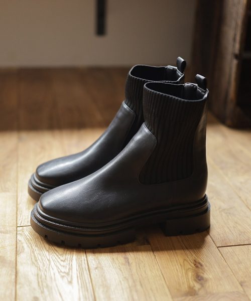 セスト(SESTO) 厚底ニットショートブーツ